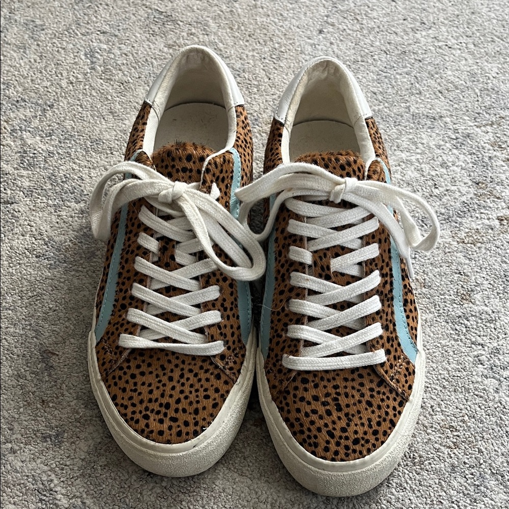 Madewell Calf hairLeopard Print Sneakers with White and Blue Accents